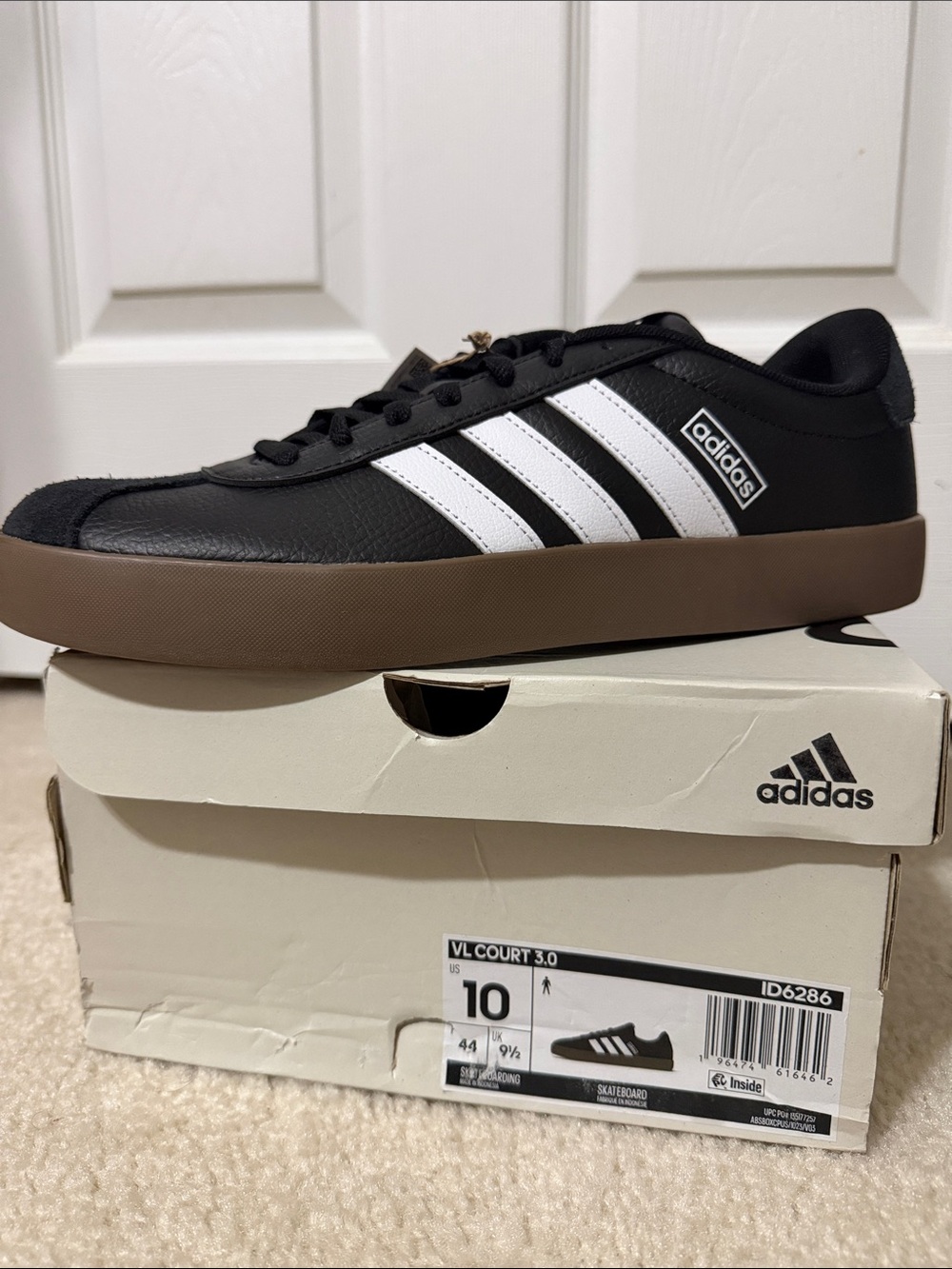 adidas VL Court 3.0 Black White with Brown Gum Sole